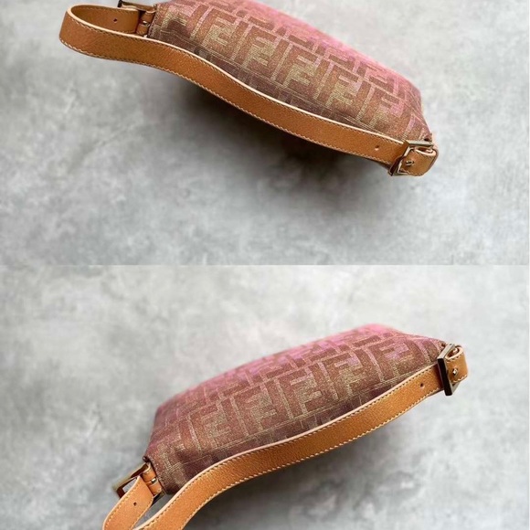 FENDI Metallic Lurex Zucca Vitello Baguette Arancio - Picture 4 of 8